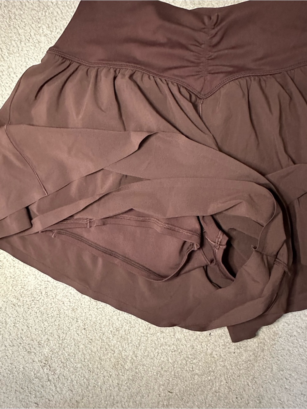 aerie Brown Layered Flowy Shorts - Picture 3 of 4